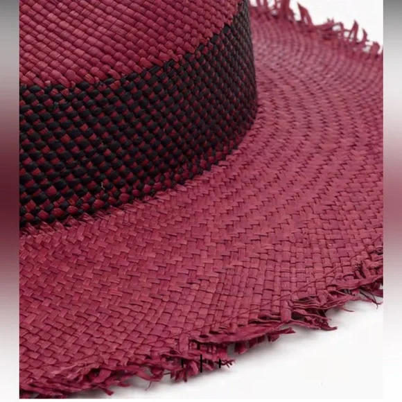 Brand new Rag & Bone FRAYED EDGE PANAMA HAT. Berry. Size: M/L - Picture 2 of 10